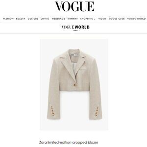NEW Zara Limited Edition Linen Cropped Tweed Blazer Jacket, blogger Fav